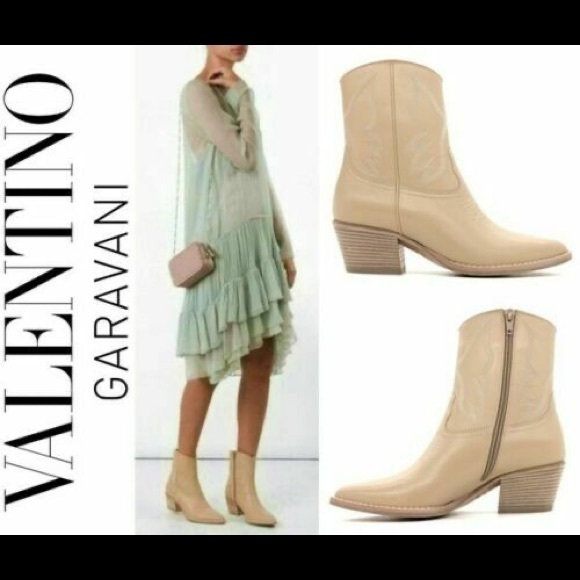 Valentino Garavani Shoes | Valentino Western Boots | Color: Cream/White | Size: 9 | Becksnyc's Closet
